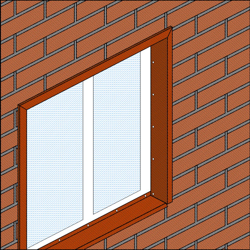 Внешний вид оконного проёмас с наличником 3D с посыпкой (тип 5, таблица №2) Klinker